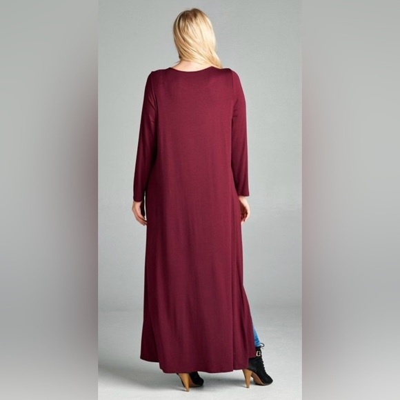 New!Plus Size Long Jersey Duster Top with Open Front Detail Sizes 1X 2X 3X - Picture 3 of 5